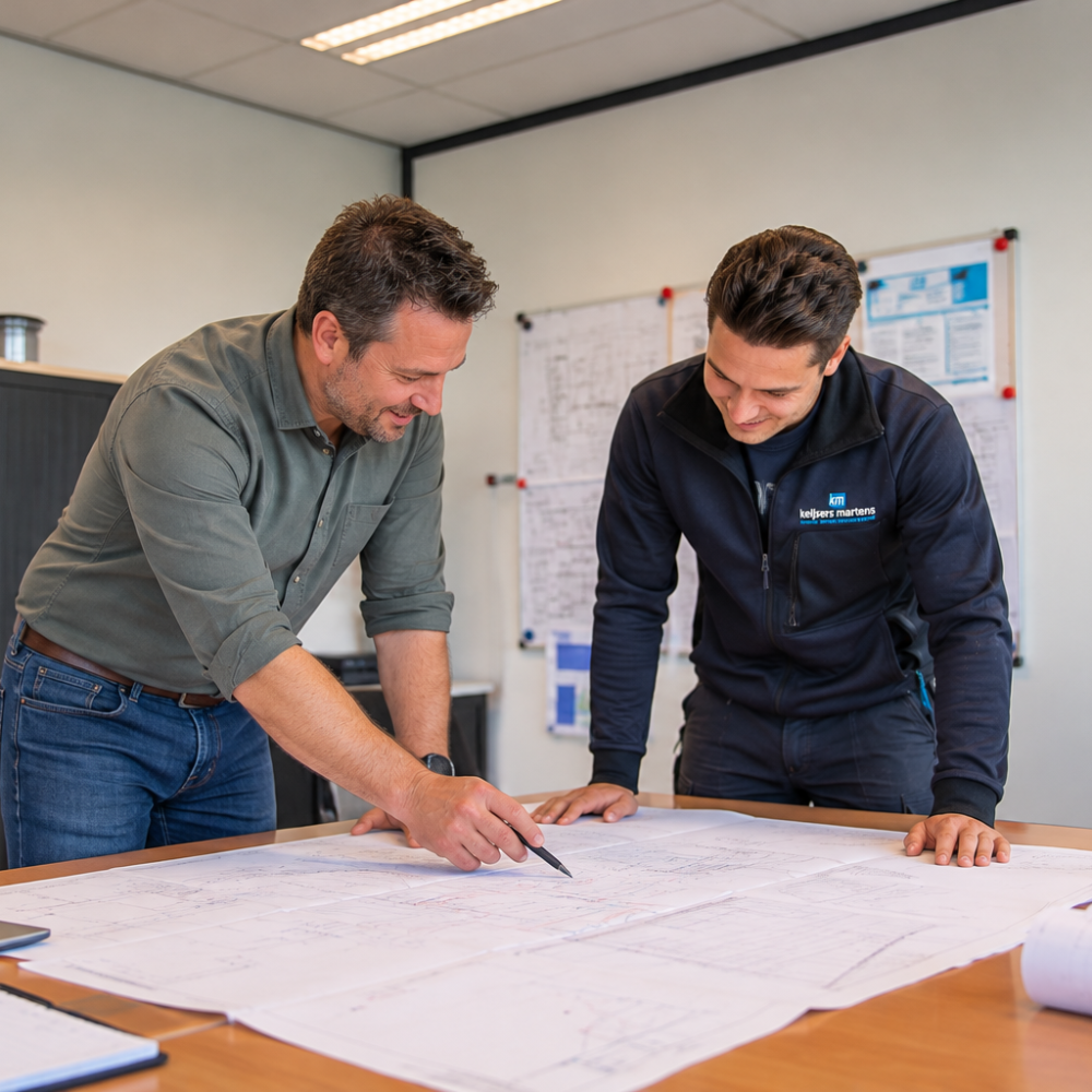 Rijen magneetschakelaars met bekabeling in een schakelkast